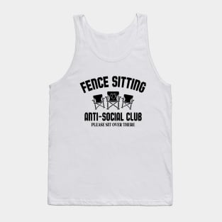 Funny Baseball Fence Sitting Anti-Social Club Please Sit Over There - Softball 4 Tank Top